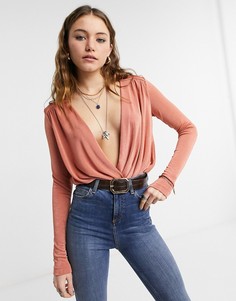 Боди коричневого цвета Free People Turnt-Коричневый цвет
