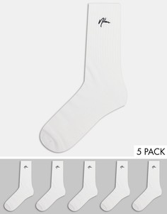 Набор из пяти пар носков белого цвета с вышивкой "NLM" New Look-Белый