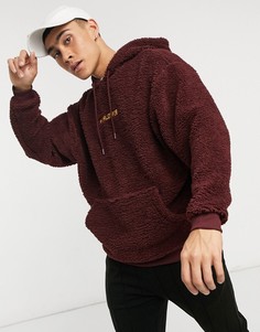Плюшевый oversized-худи с вышитым логотипом "worldwide" ASOS DESIGN-Красный
