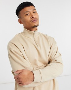 Бежевый свитшот в стиле oversized с короткой застежкой-молнией ASOS DESIGN