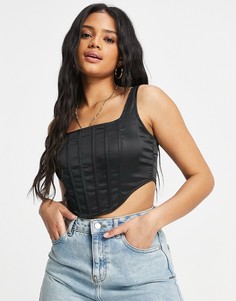 Атласный корсет черного цвета Missguided-Черный цвет