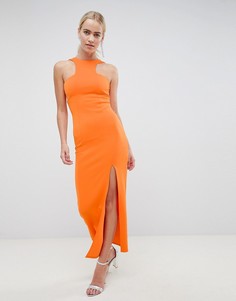 Платье макси со спиной-борцовкой и разрезом до бедра ASOS DESIGN-Оранжевый