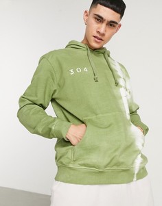 Худи цвета хаки с принтом тай дай от комплекта 304 Clothing-Зеленый цвет