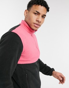 Черная флисовая куртка со вставками в стиле колор-блок Jack & Jones Originals-Черный цвет