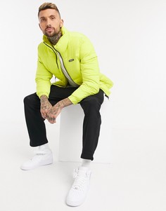 Дутая куртка-пуховик флуоресцентного зеленого цвета Bershka-Зеленый