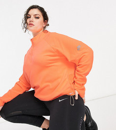 Свитшот под куртку персикового цвета с короткой молнией Nike Running Air Plus-Оранжевый цвет