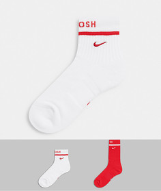 Набор из 2 пар носков красного и белого цвета с логотипом-галочкой Nike-Красный