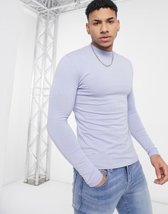 Светло-голубой обтягивающий лонгслив с высоким воротом ASOS DESIGN