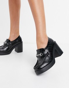 Черные лоферы на массивном высоком каблуке ASOS DESIGN Panther-Черный цвет