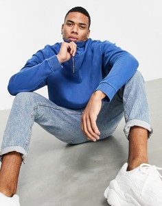 Oversized-свитшот с короткой молнией выбеленного темно-синего цвета ASOS DESIGN-Темно-синий