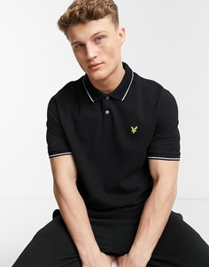 Черное поло с контрастным воротником Lyle & Scott-Черный цвет