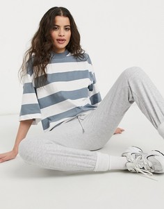 Свободная oversized-футболка в широкую серо-голубую и белую полоску ASOS DESIGN-Многоцветный