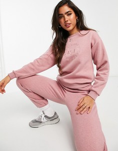 Розовый меланжевый спортивный костюм в стиле oversized из свитшота с вышивкой и джоггеров ASOS DESIGN Hourglass-Розовый цвет