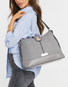 Серая сумка из искусственной замши с замочком River Island-Серый