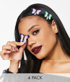 4 заколки для волос с темными бабочками ASOS DESIGN Halloween-Мульти