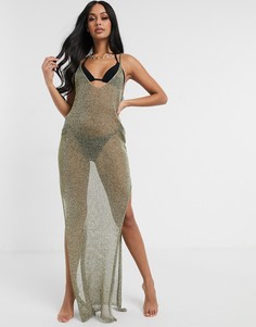 Полупрозрачное трикотажное платье макси South Beach-Золотистый
