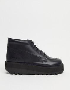 Черные кожаные ботинки на толстой платформе Kickers-Черный цвет