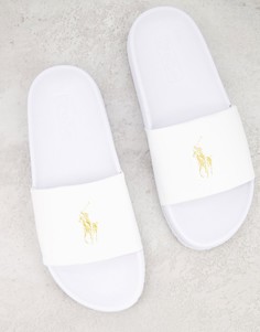 Белые шлепанцы с логотипом Polo Ralph Lauren-Белый