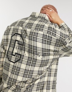 Oversized-рубашка в стиле 90-х с принтом города на спине ASOS DESIGN-Бежевый