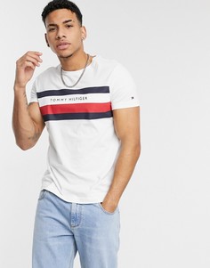 Белая футболка с полосками и логотипом Tommy Hilfiger-Белый