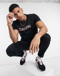 Черная сетчатая футболка с логотипом Calvin Klein-Черный цвет