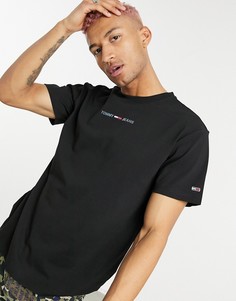 Черная футболка с маленьким логотипом на груди Tommy Jeans-Черный цвет