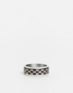 Серебристое кольцо из нержавеющей стали с шахматным узором ASOS DESIGN-Серебристый