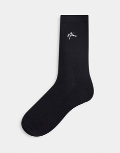 Набор из пяти пар носков черного цвета с вышивкой "NLM" New Look-Черный