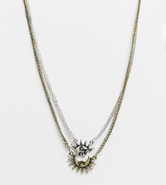 Ожерелье с луной и звездой серебристого и золотистого цвета Reclaimed Vintage Inspired-Золотистый