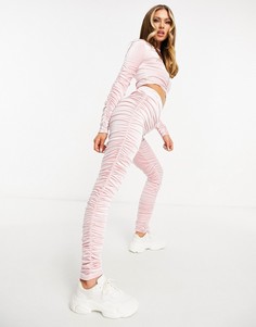 Розовый бархатный костюм с присборенными джоггерами и топом Moda Minx-Розовый цвет