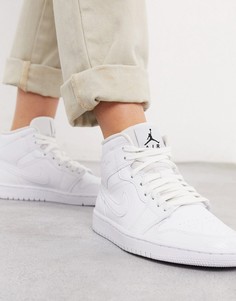 Белые кроссовки средней высоты Air Jordan 1-Белый