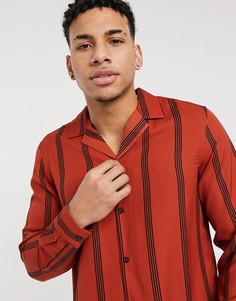 Оранжевая рубашка классического кроя с принтом ASOS DESIGN-Оранжевый цвет