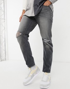 Зауженные джинсы выбеленного черного цвета с рваной отделкой на коленях ASOS DESIGN-Черный цвет