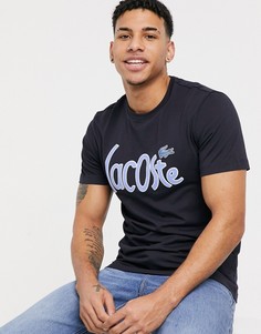 Темно-синяя футболка с логотипом Lacoste-Темно-синий