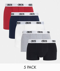 Набор из 5 боксеров-брифов основных цветов ASOS DESIGN-Многоцветный
