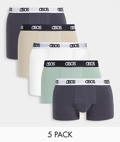 Набор из 5 боксеров-брифов ASOS DESIGN-Многоцветный