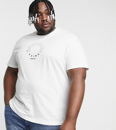 Белая свободная футболка из органического хлопка с принтом города на груди ASOS DESIGN Plus-Белый