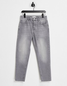 Серые выбеленные джинсы классического кроя с необработанными краями ASOS DESIGN-Серый