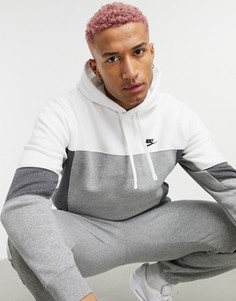 Худи в стиле колор блок белого и темно-серого цвета Nike-Белый