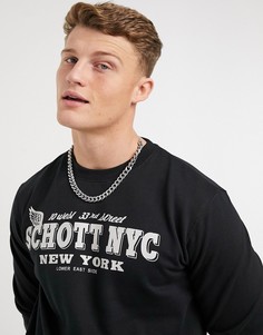 Черный свитшот с логотипом, принтом "NYC" и вырезом лодочкой Schott-Черный цвет