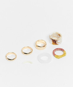 Набор из шести колец разного дизайна Monki Keily-Многоцветный