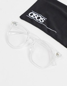 Очки в прозрачной оправе с прозрачными стеклами и защитой от синего излучения ASOS DESIGN-Прозрачный
