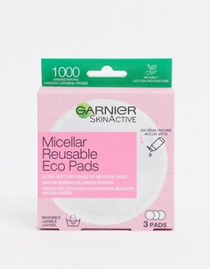 Многоразовые подушечки для снятия макияжа Garnier Eco Pads (три больших подушечки из микрофибры)-Бесцветный