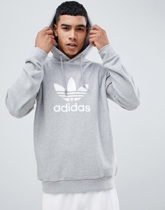 Худи серого цвета с логотипом-трилистником adidas Originals adicolor CY4572-Синий