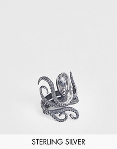 Кольцо из полированного серебра в виде осьминога ASOS DESIGN-Серебристый