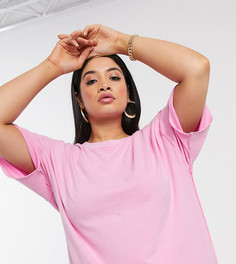 Розовая oversized-футболка с наружными швами ASOS DESIGN Curve (от комплекта)-Розовый цвет