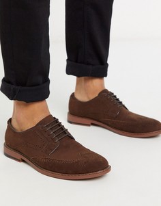 Коричневые туфли-броги из искусственной замши ASOS DESIGN-Коричневый цвет