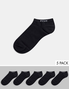 Пять пар черных спортивных носков French Connection FCUK-Черный