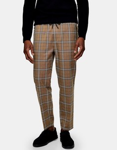 Коричневые брюки скинни в клетку Topman-Серый