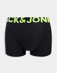 Набор из 3 черных боксеров-брифов с ярким поясом Jack & Jones​​​​​​​-Черный